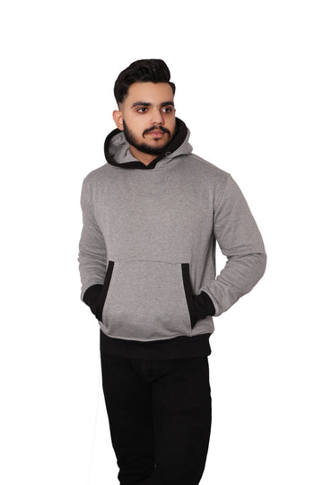 Mens Grey Black Hoodie