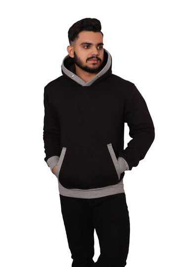 Mens Grey Black Hoodie