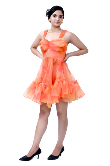 Dress, Orange Marble
